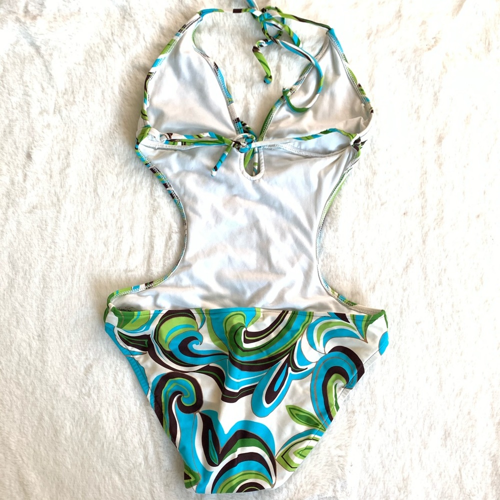 Target Swim Suit Blue Green White Size S - Picture 4 of 4